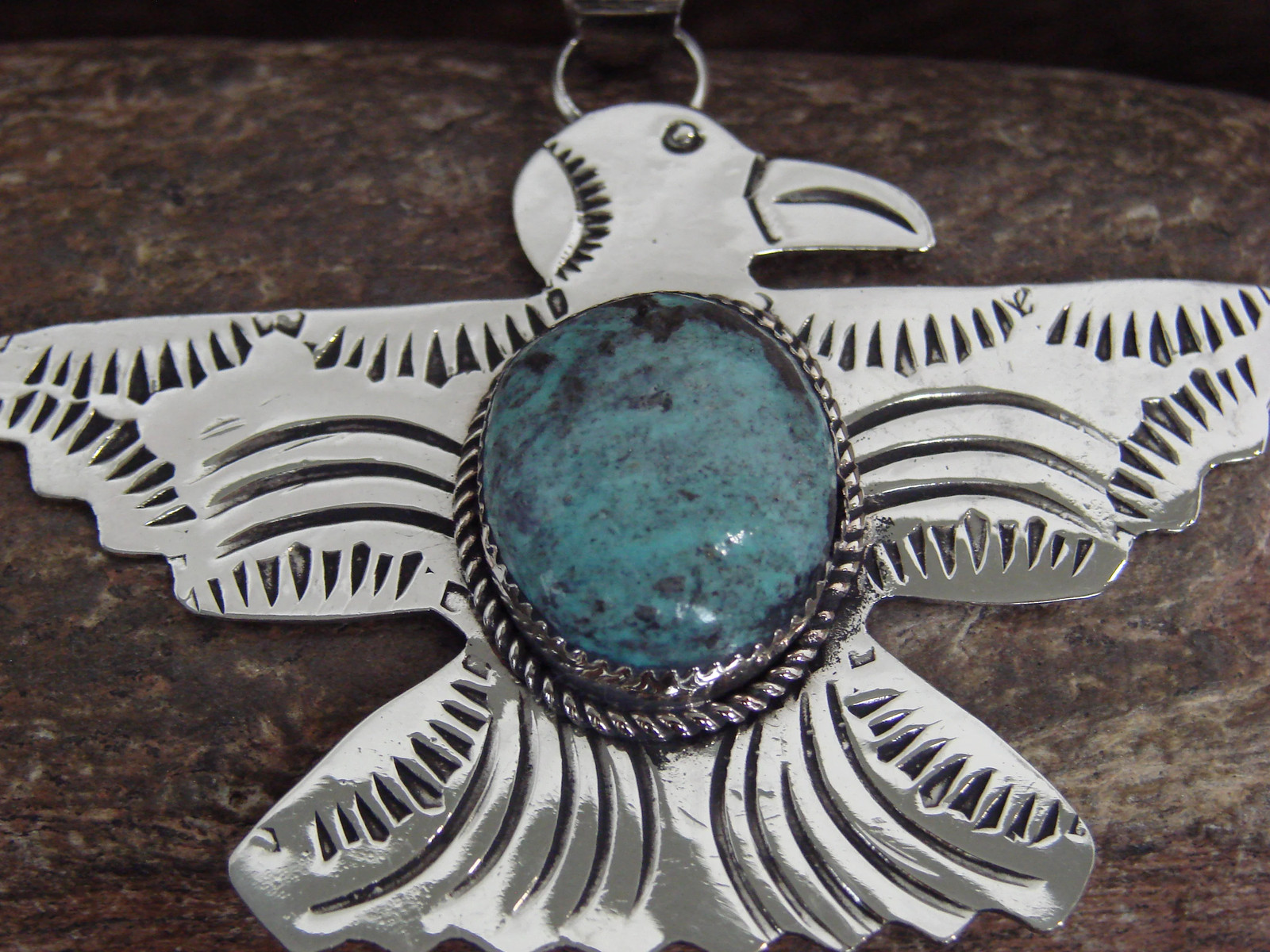 Native American Nickel Silver & Turquoise Thunderbird Pendant – Cleveland