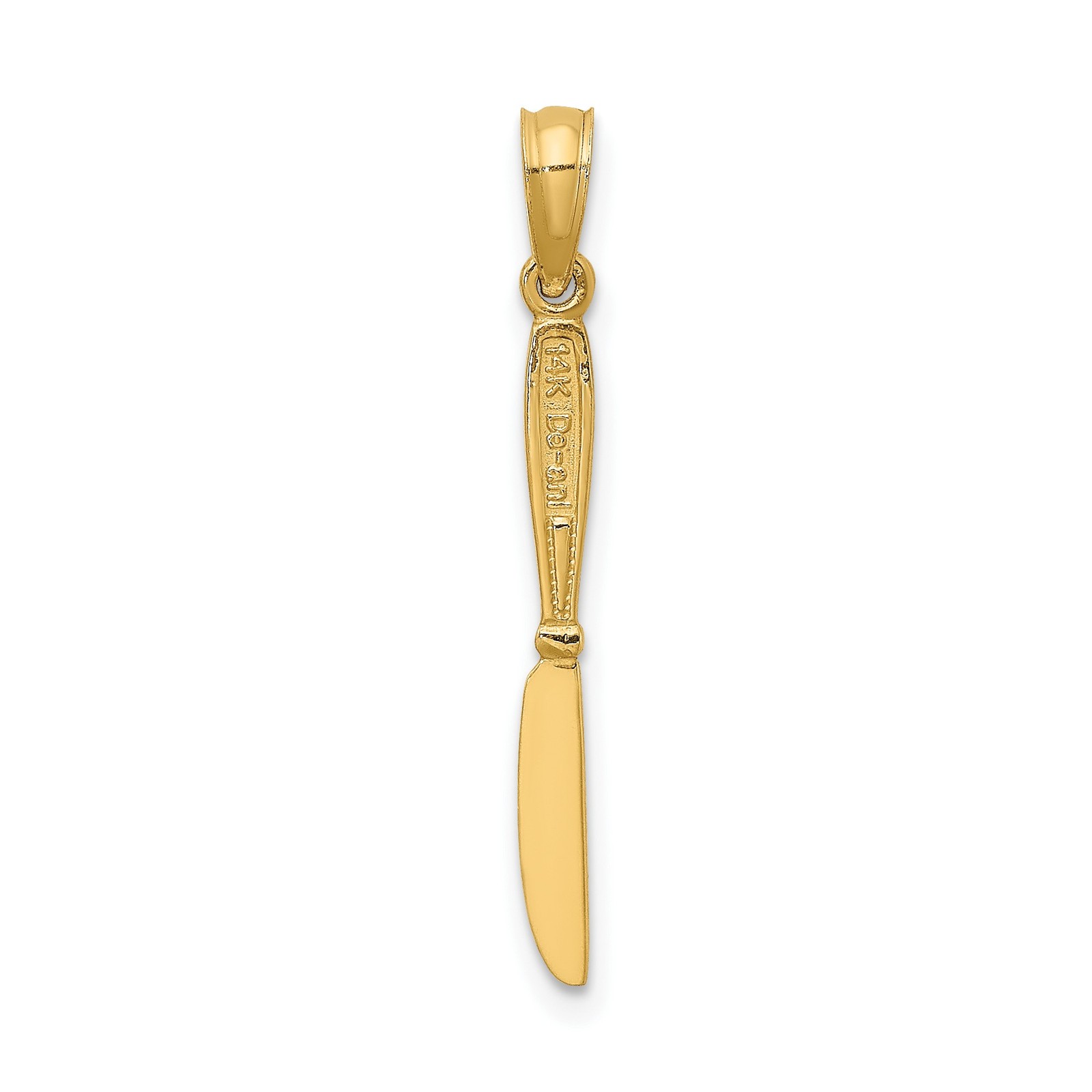 14k Yellow Gold Mini Knife Utensil Charm Pendant Chef Jewelry 20.6 mm