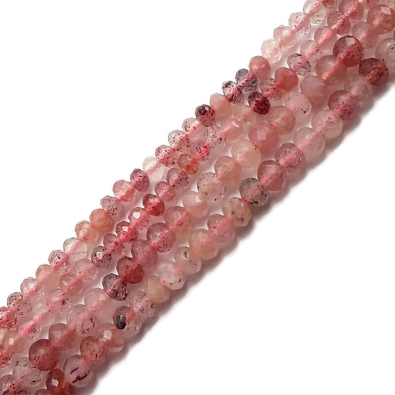 Strawberry Quartz Faceted Rondelle Beads 3x4mm 3x5mm 15.5″ Strand