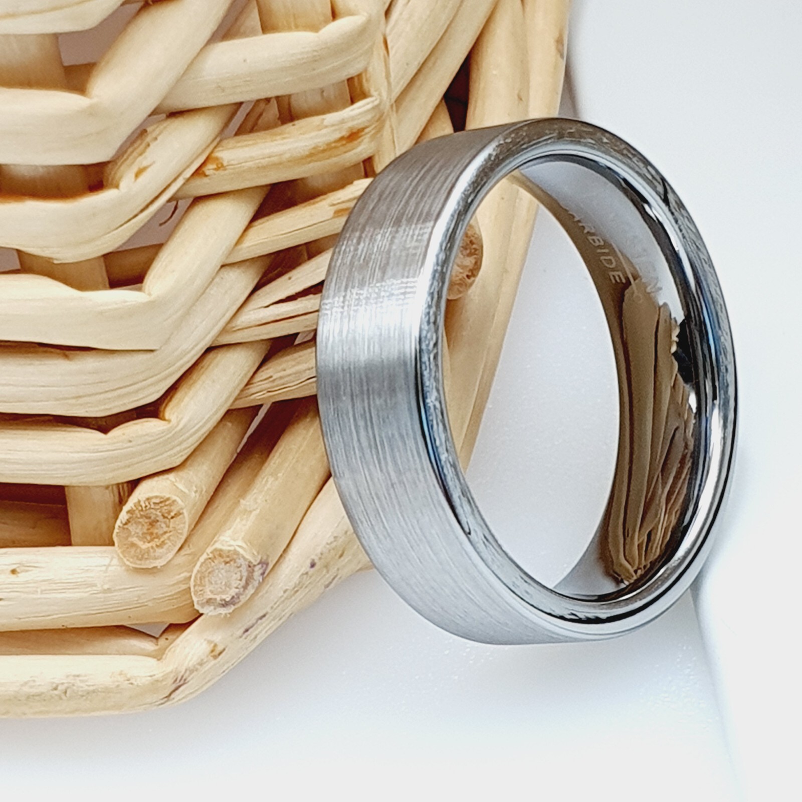 Scratch-Resistant 6mm Silver Tungsten Band Satin Brushed Domed Comfort-Fit Ring
