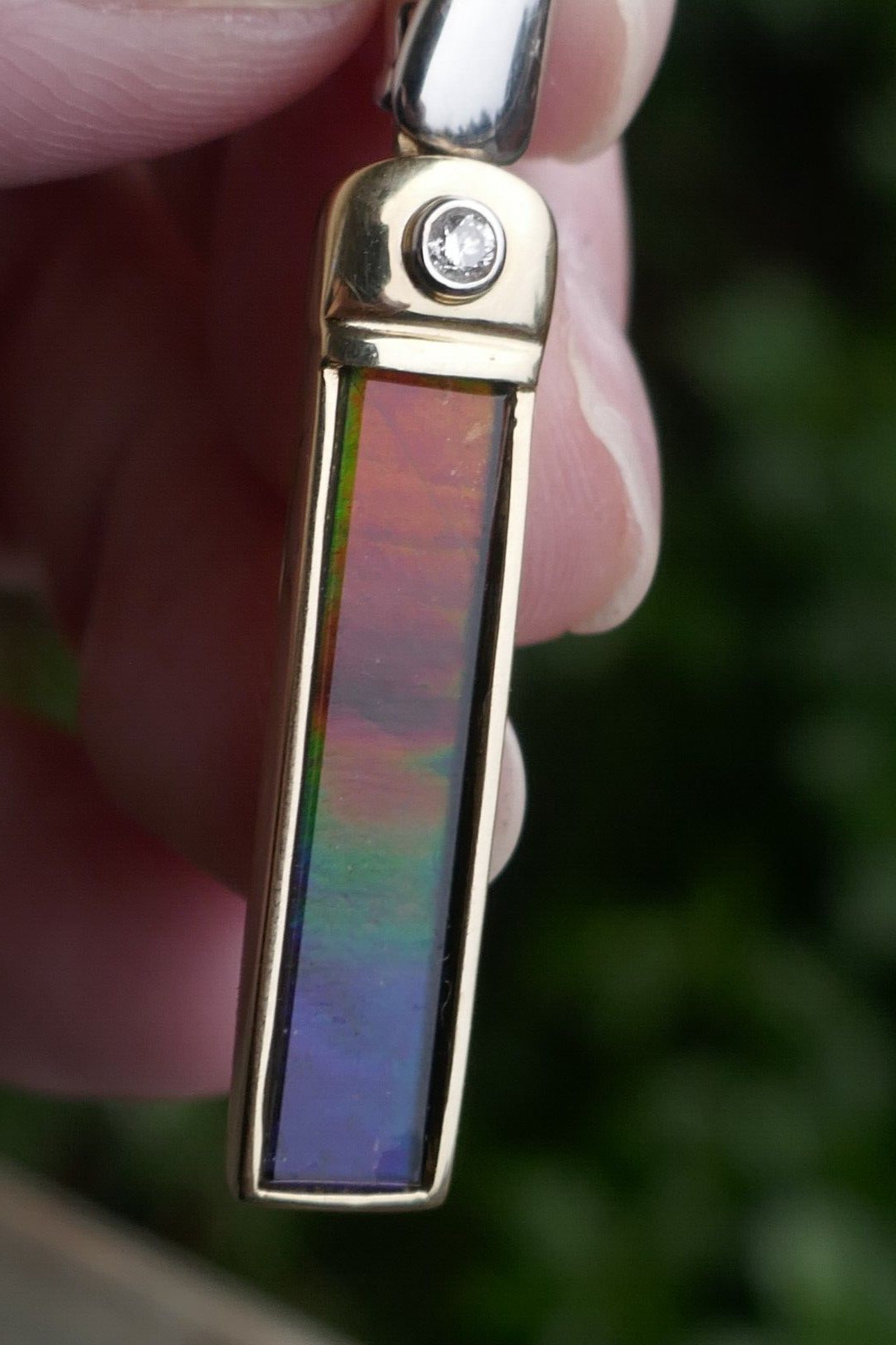 Designer Korite 18kt Yellow/White Gold Ammolite & Diamond Pendant / Enhancer