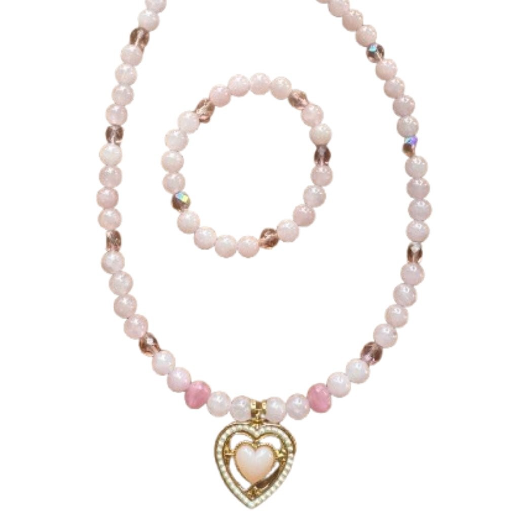 Hand-beaded necklace/bracelet set. “Heart I Beautiful!” NWT (WJW036)