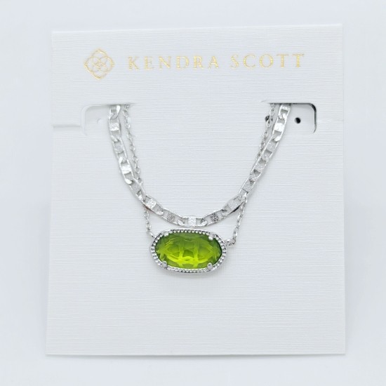Kendra Scott Elisa Multi Strand Silver Pendant Necklace In Green Peridot