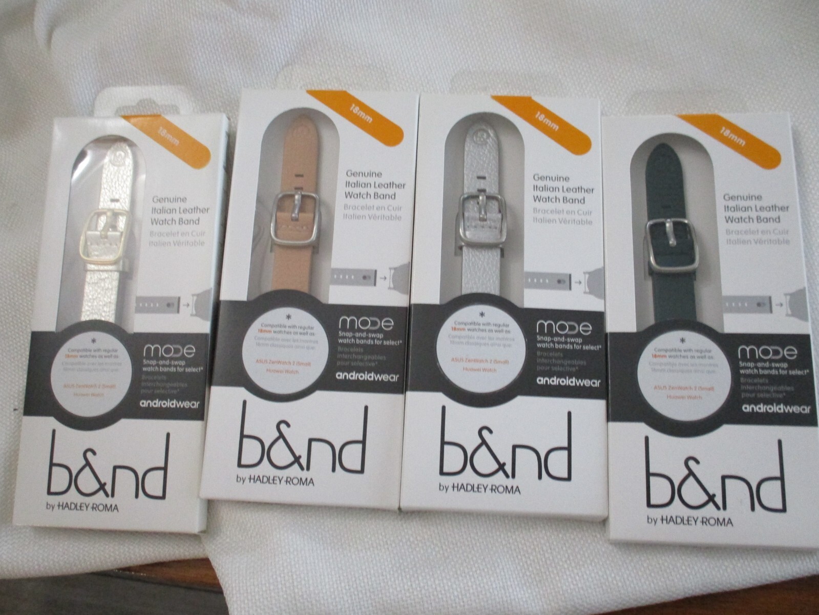 B&ND bnd200 Mode Genuine Leather Android Wear Smart Watch Band 18mm lot 4 colors
