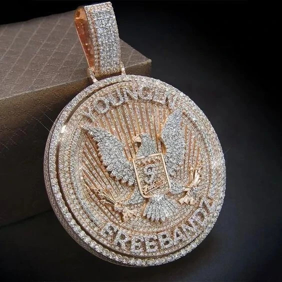 925 Sterling Silver 4.50Ct Round Cut Real Moissanite Customize Men’s Pendant