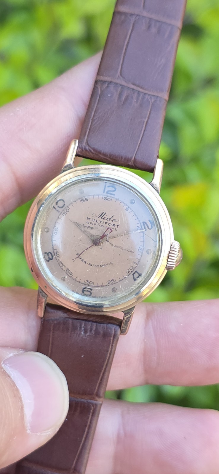 Vintage Mido Multifort Automatic Bumper 29mm Salmon Dial Military Watch Cal 817