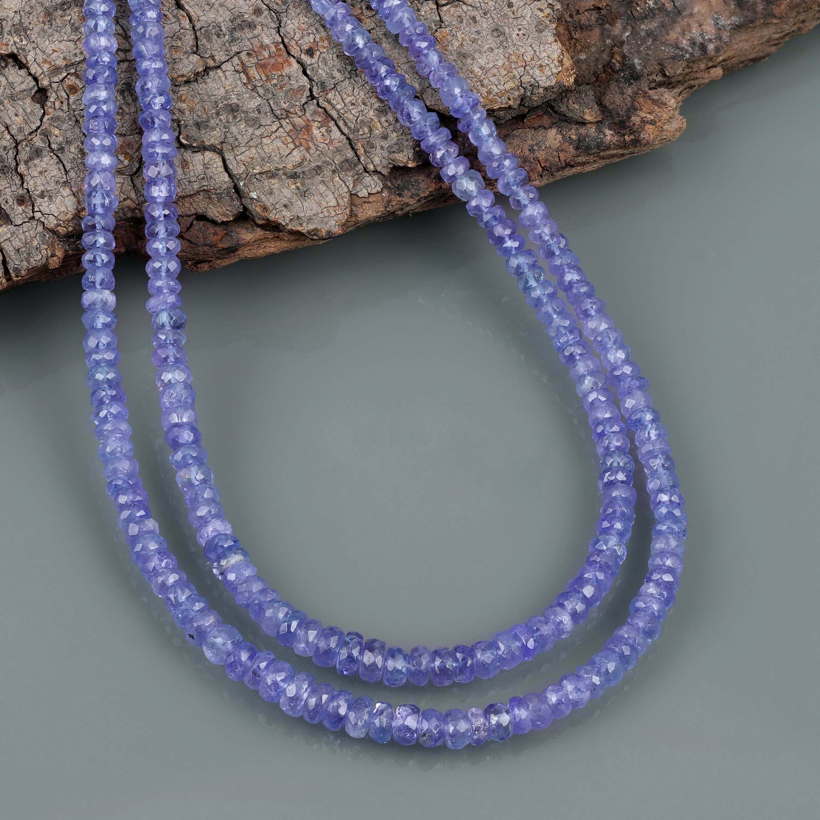 Natural Tanzanite Stone Beaded Necklace Faceted Roundel Tanzanite Gemstone