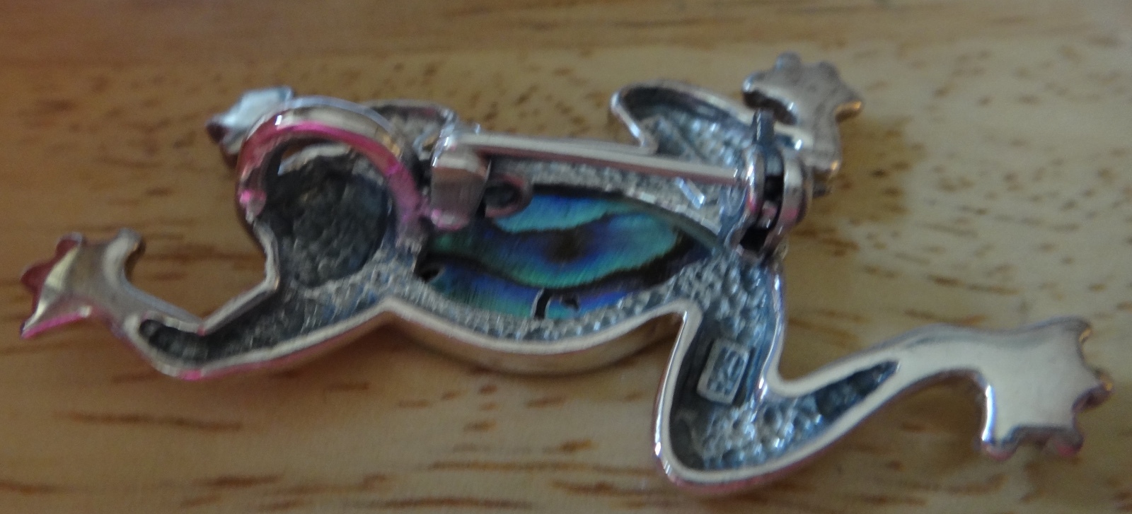 Sterling Silver 2×1 inches 50x25mm Abalone Frog Pin & or Pendant