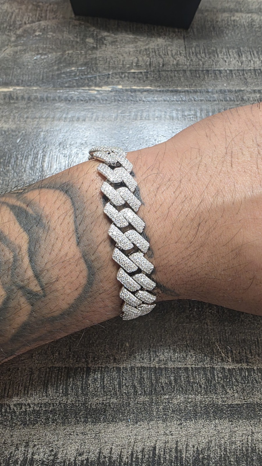 Iced Out Moissanite 14mm / 8.5″ Miami Cuban Monaco Bracelet 925 Silver Rhodium