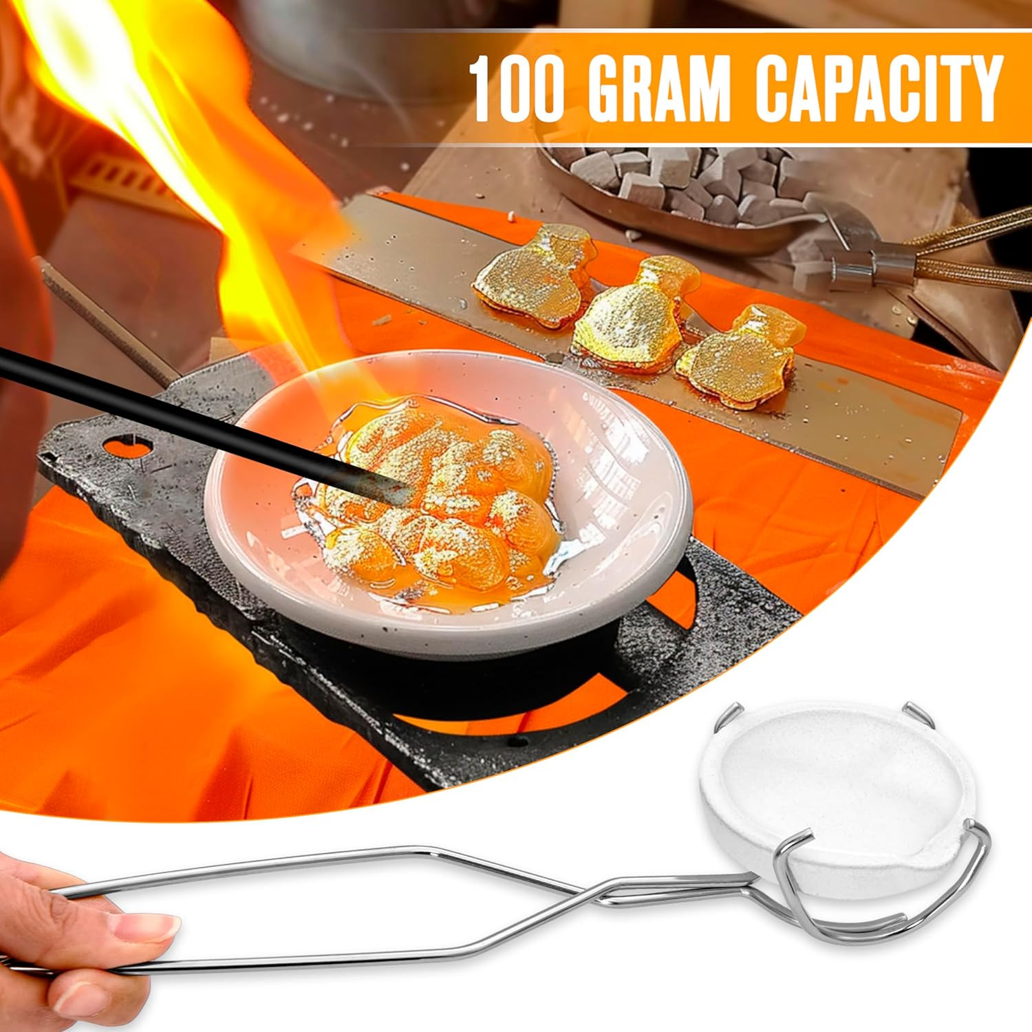8 Pcs Crucible Kit, Graphite Torch Melting Casting Kit- Gold Melting Kit- Metal