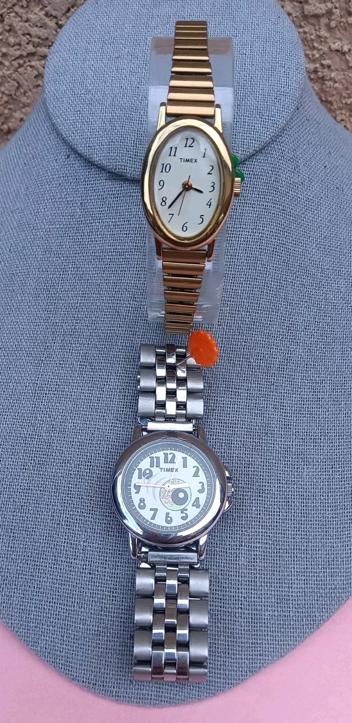 2001 Timex Pixar’s Glow In The Dark Monsters Watch & 2012 Gold Cavatina Timex 🐌
