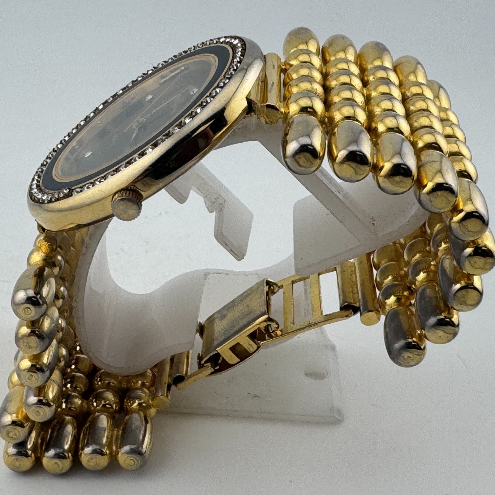 Vintage Details Quartz Watch Unisex 41mm Gold Tone Wide Band ~ For Parts Repair