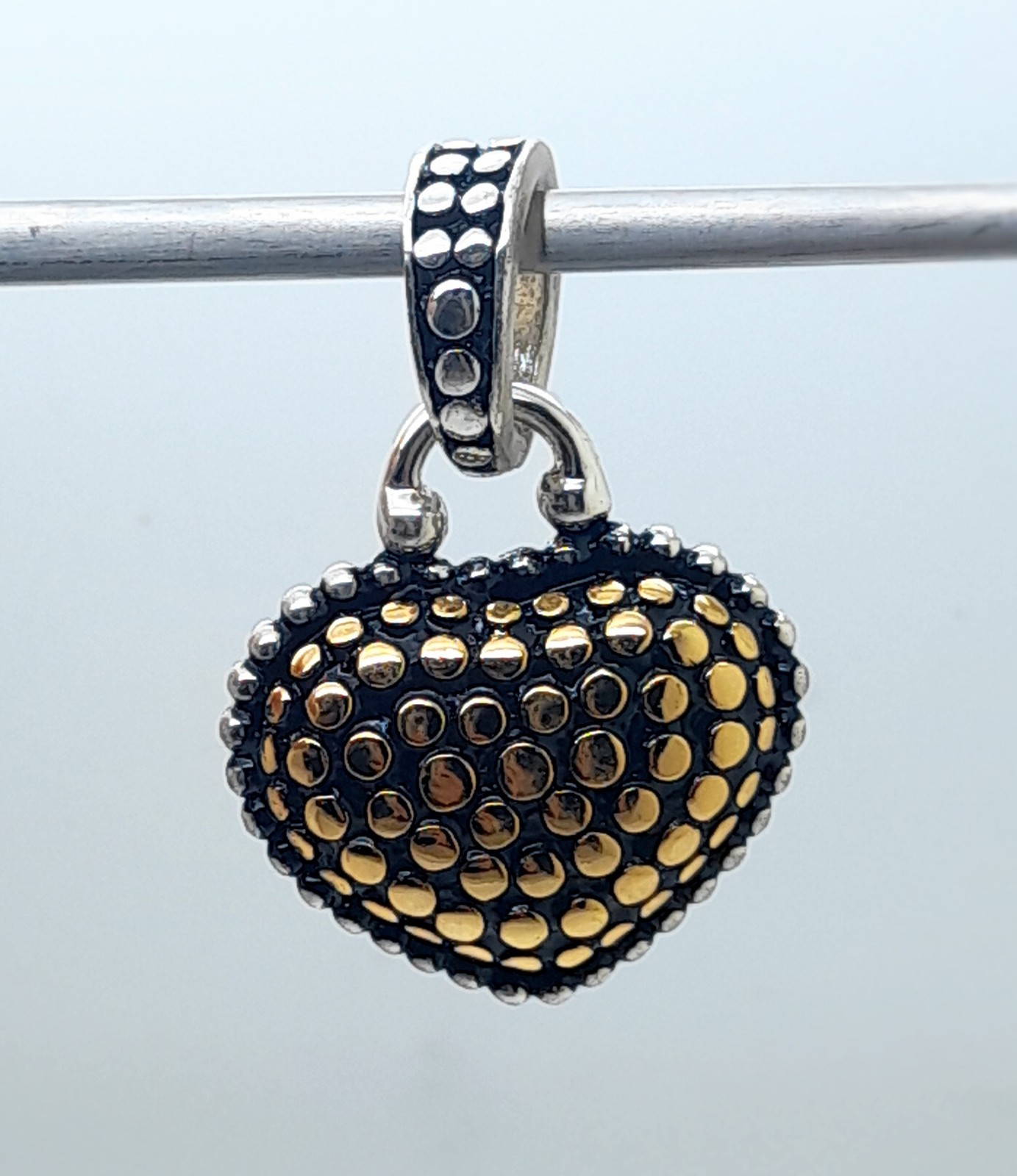 Vintage heart shape black & Silver & gold Dots Texture fashion jewelry Pendant 7