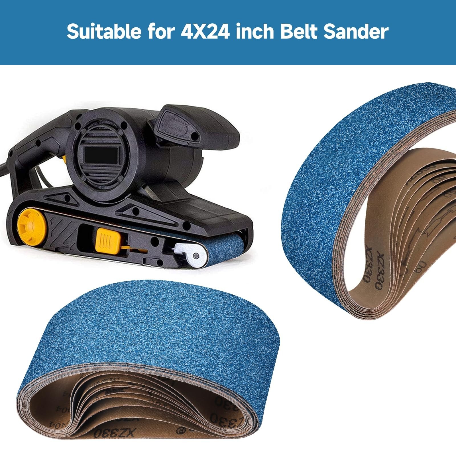 10-Piece 4 x 24 Inch 40-400 Grit Zirconia Sanding Belts, Heavy Duty Long-last…