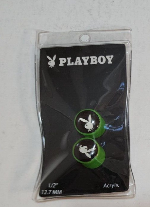 Spencers Playboy Bunny Logo Black Green Gauges Acrylic 1/2″ 12.7MM Brand New