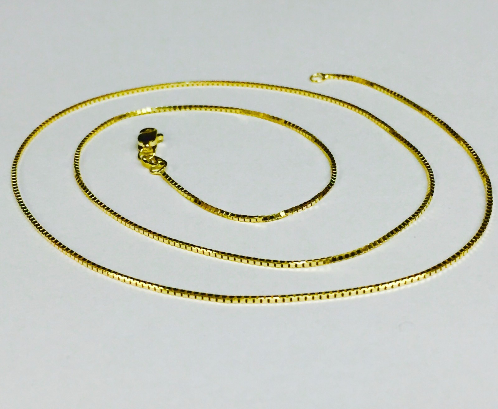 14k Yellow Gold 13″ Classic Box Link Pendant Baby Chain/Necklace 0.8MM 1.4 Grams