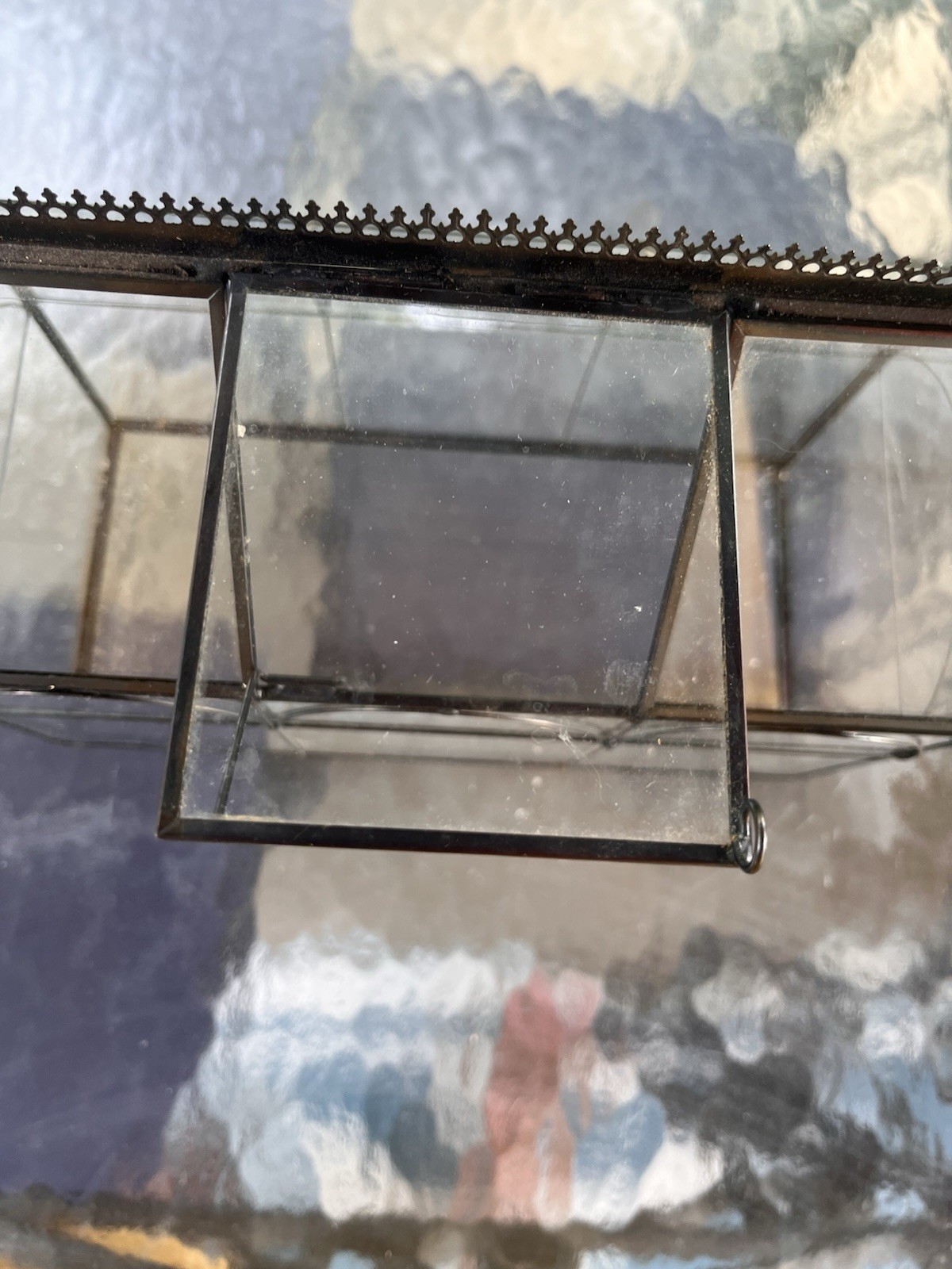 House-Shaped Glass & Metal greenhouse for plants, Black/Clear, 10 inches