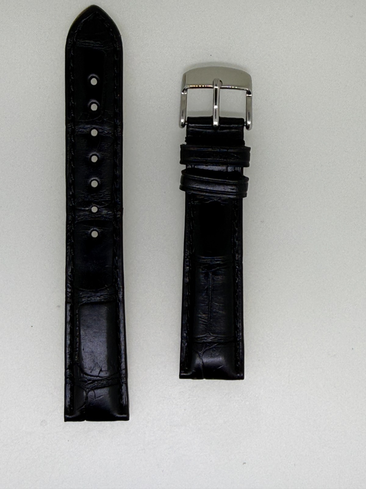 Hadley Roma black matte Alligator watch band strap 18MM x 16MM