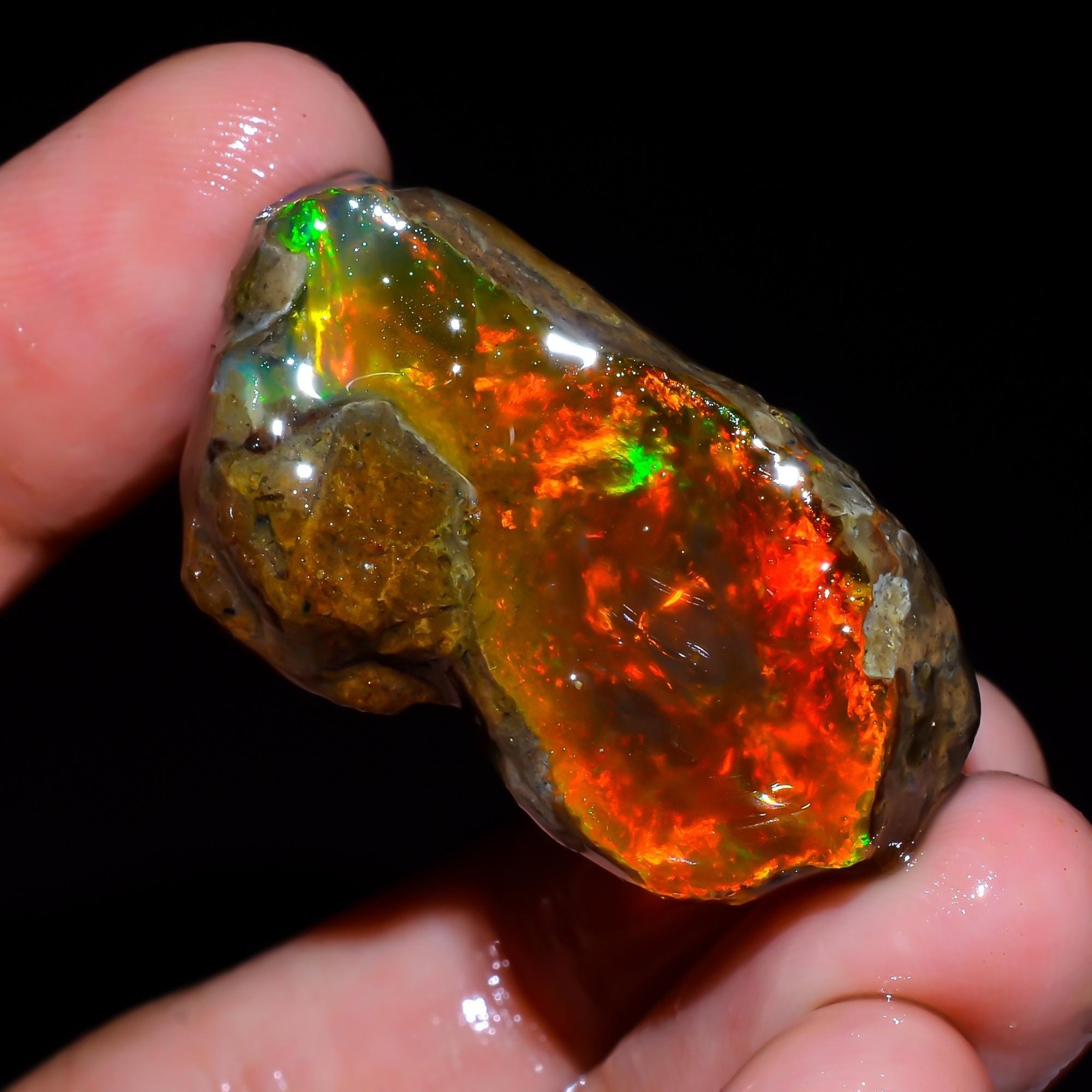AAA+ Huge Ethiopian Oil Opal Rough, 57 Ct Welo Fire Opal Raw, Jewelry Making Raw