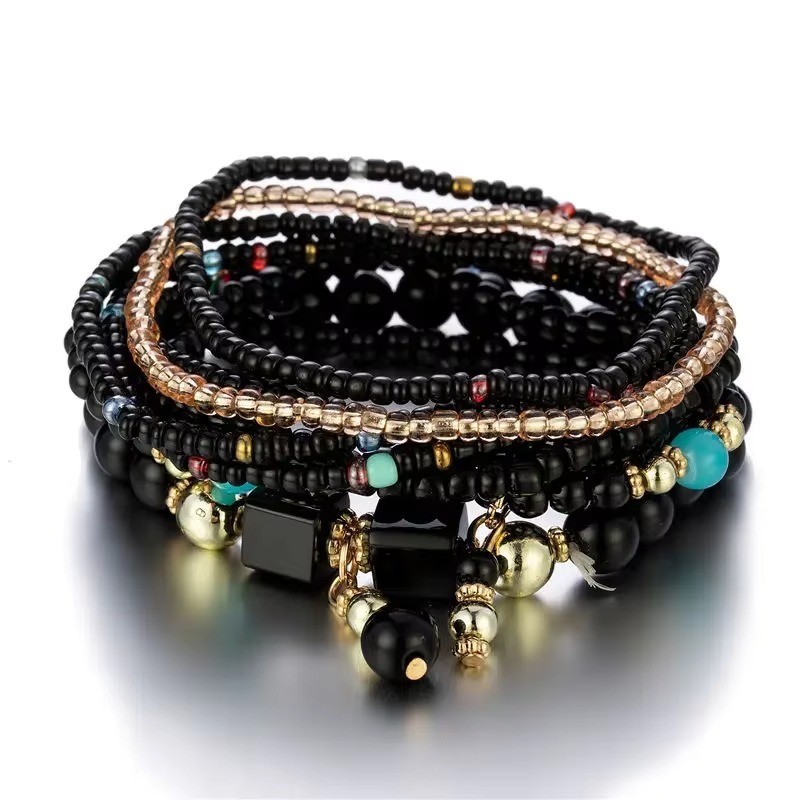 8PCS Boho Colorful Beaded Bracelet Set Handmade Stackable Bracelets Women
