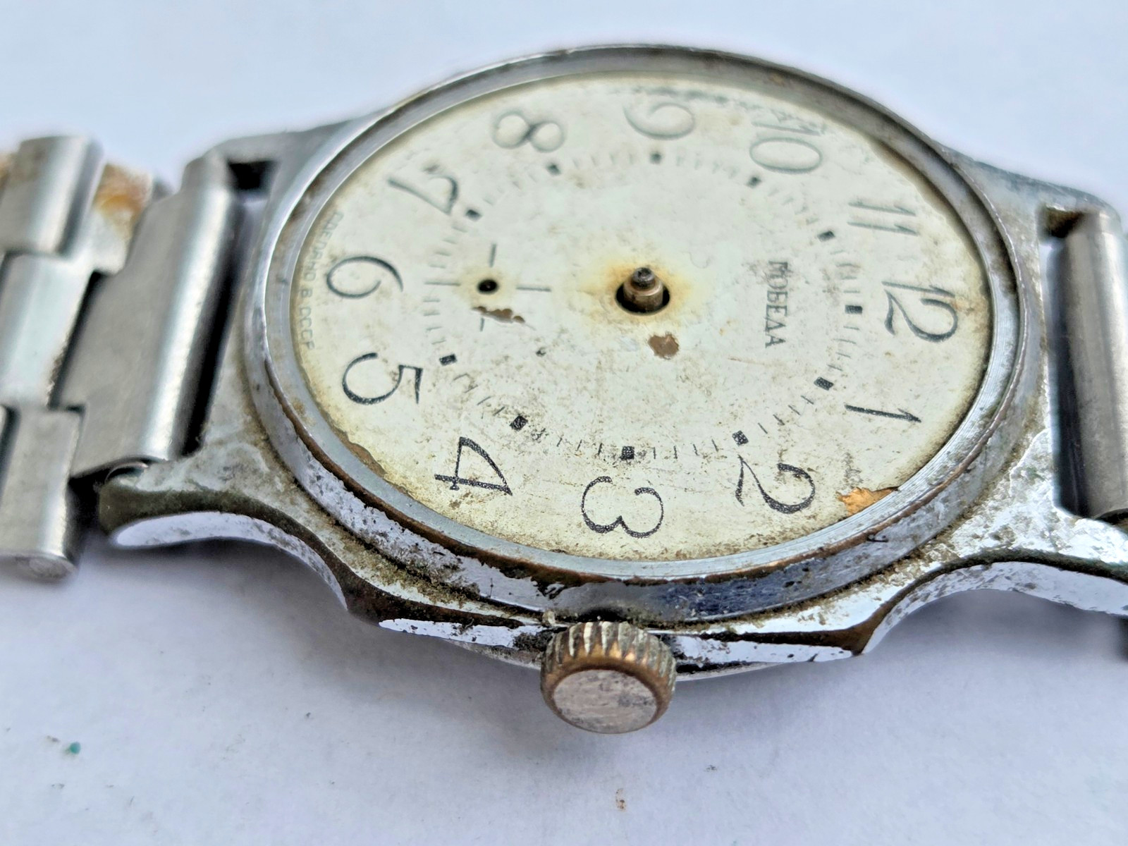 Russian Wristwatch Watch Pobeda , Victory . Made in USSR . Not working for parts