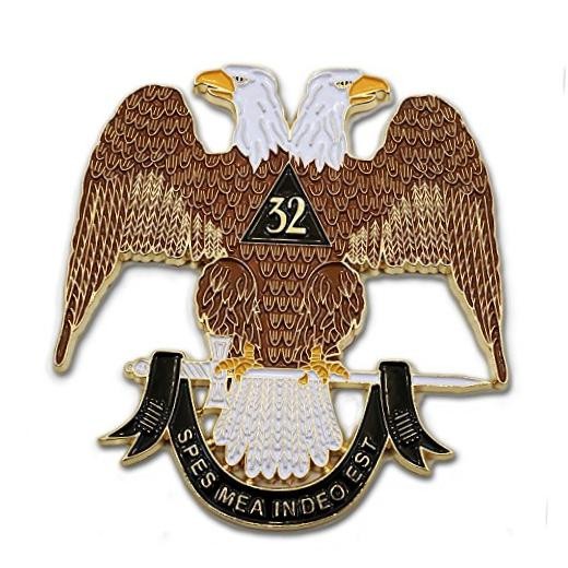 32nd Degree Scottish Rite Masonic Auto Emblem – Brown & White – 3” Tall