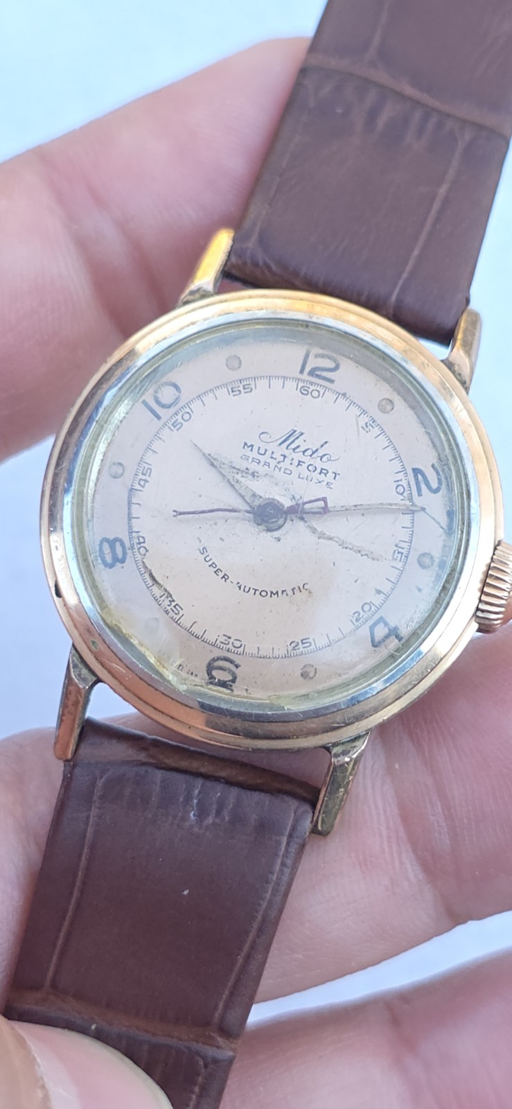 Vintage Mido Multifort Automatic Bumper 29mm Salmon Dial Military Watch Cal 817