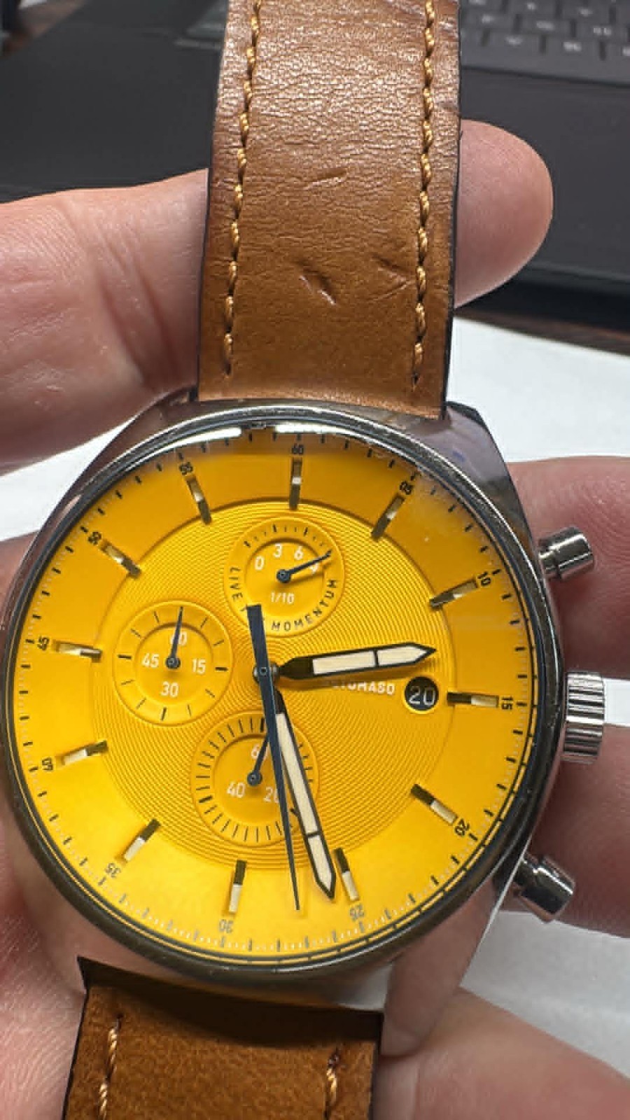NEW 43mm Mens SS Detomaso Quartz Chrono watch D10-15 G2307 (A40)