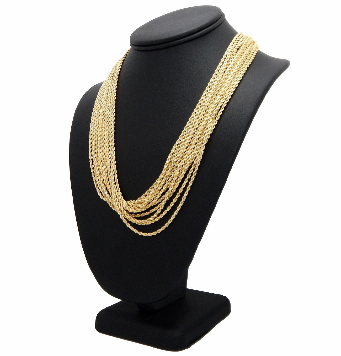 12 Piece 2mm Rope Chain Necklace 18″ 20″ 22″ 24″ 26″ 30″ Gold Plated Wholesale