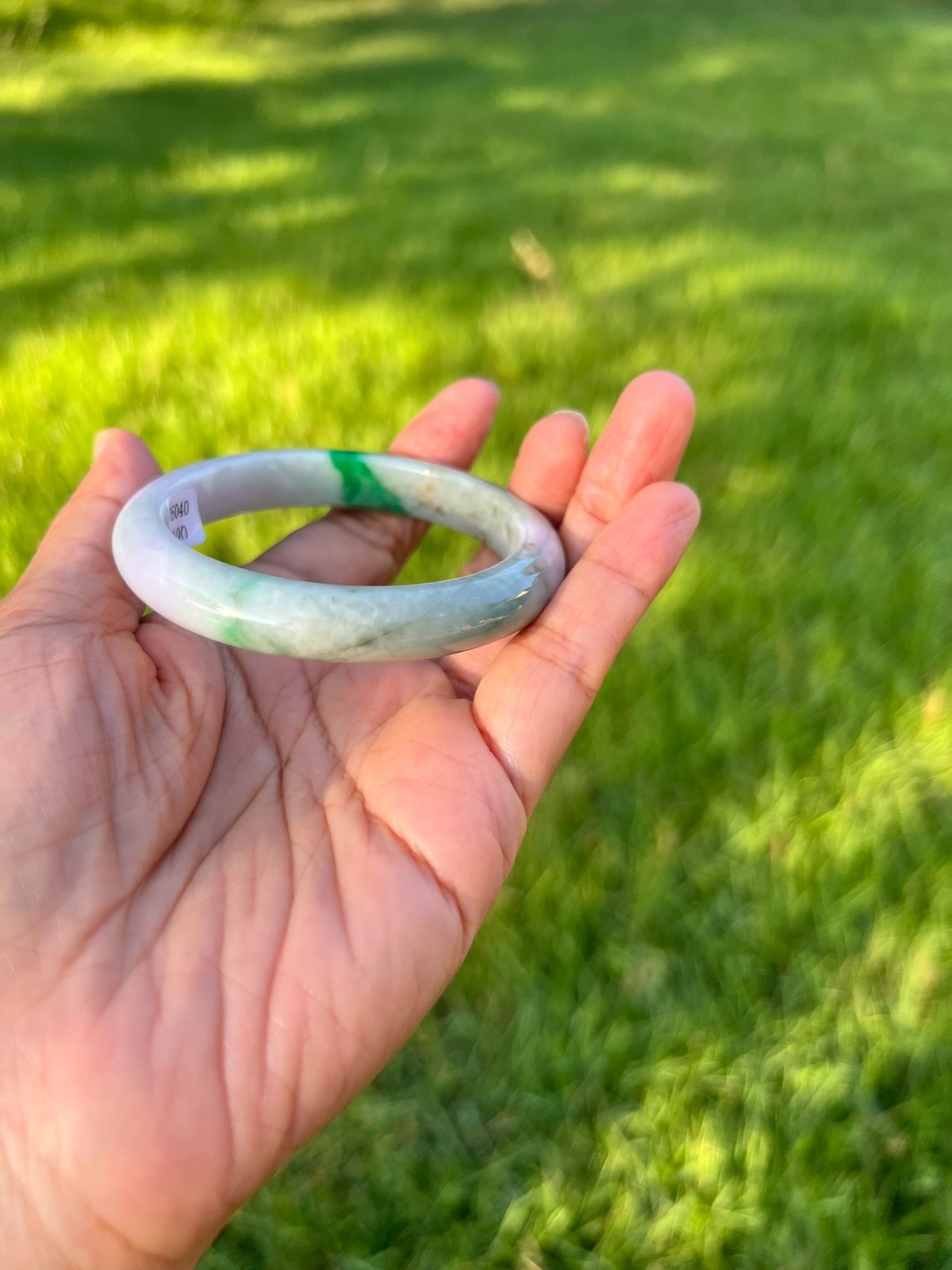 Lavender Green 100% Natural Grade A Jadeite Jade Bangle Bracelet 54mm H173