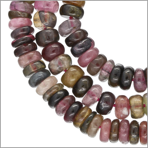 16″ Natural Multi Toumaline Rondelle Roundel Heishi Beads 5.5mm #84023