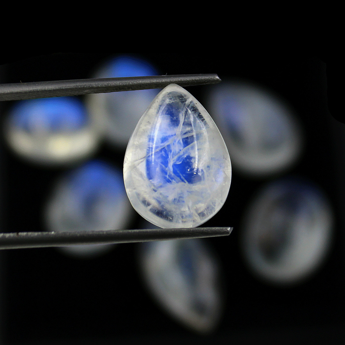 7 Pcs Natural White Labradorite AAA Quality 11.8mm-17.4mm Cabochon Gemstones Lot