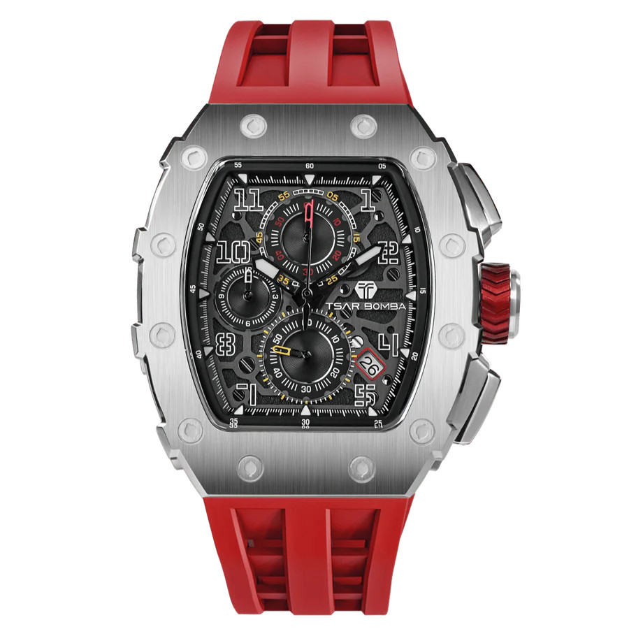 Tsar Bomba TB8204Q-33 Elemental Calendar Version Quartz Silver Red
