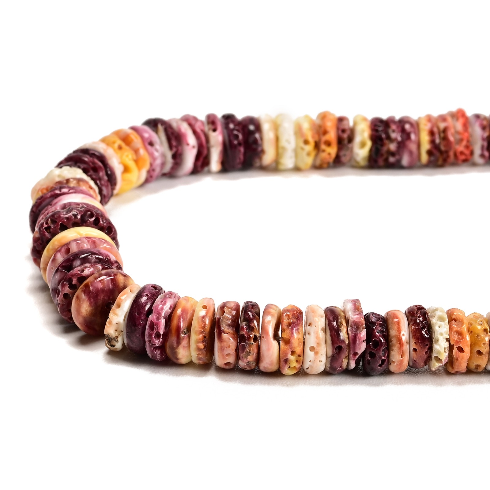 Graduated Purple Spiny Oyster Shell Rondelle Disc Beads Size 2-4×5-13mm15.5″ Std