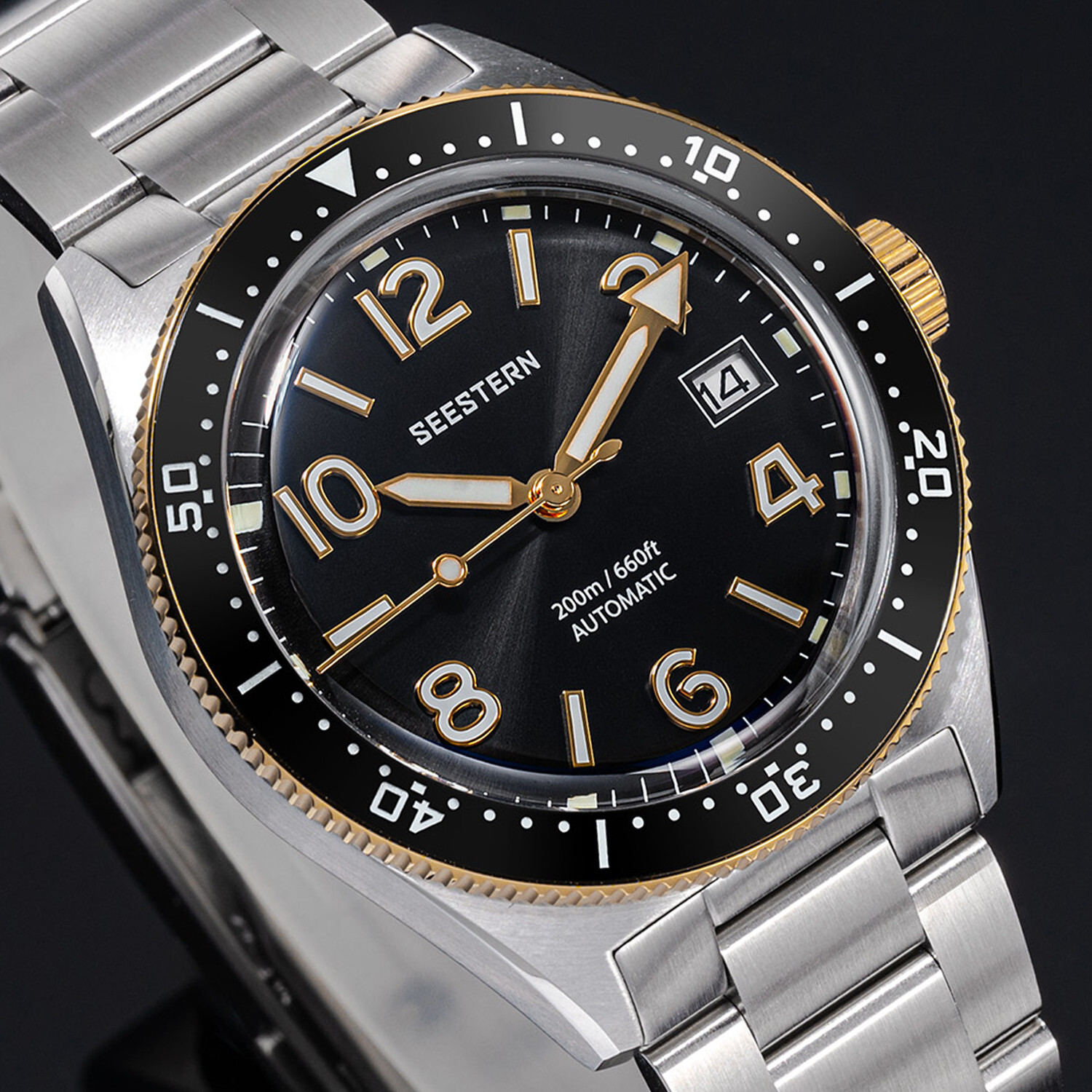 Seestern Domed Sapphire Mechanical Mens NH35 Diver Watch SEAGULL 1963 S434-2.06