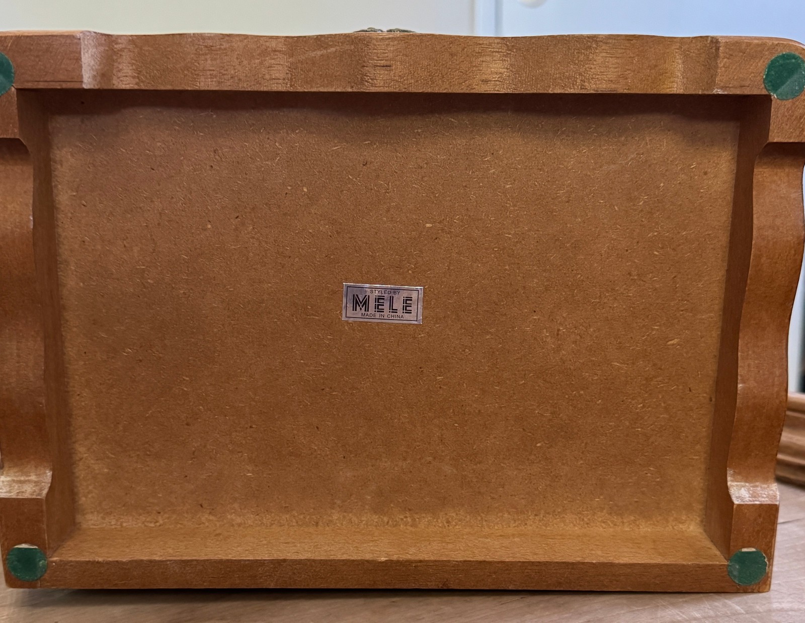 Vintage MELE Wood Jewelry Box 4-Drawer Chest Mirror Lid Ring Rolls Necklace Hook