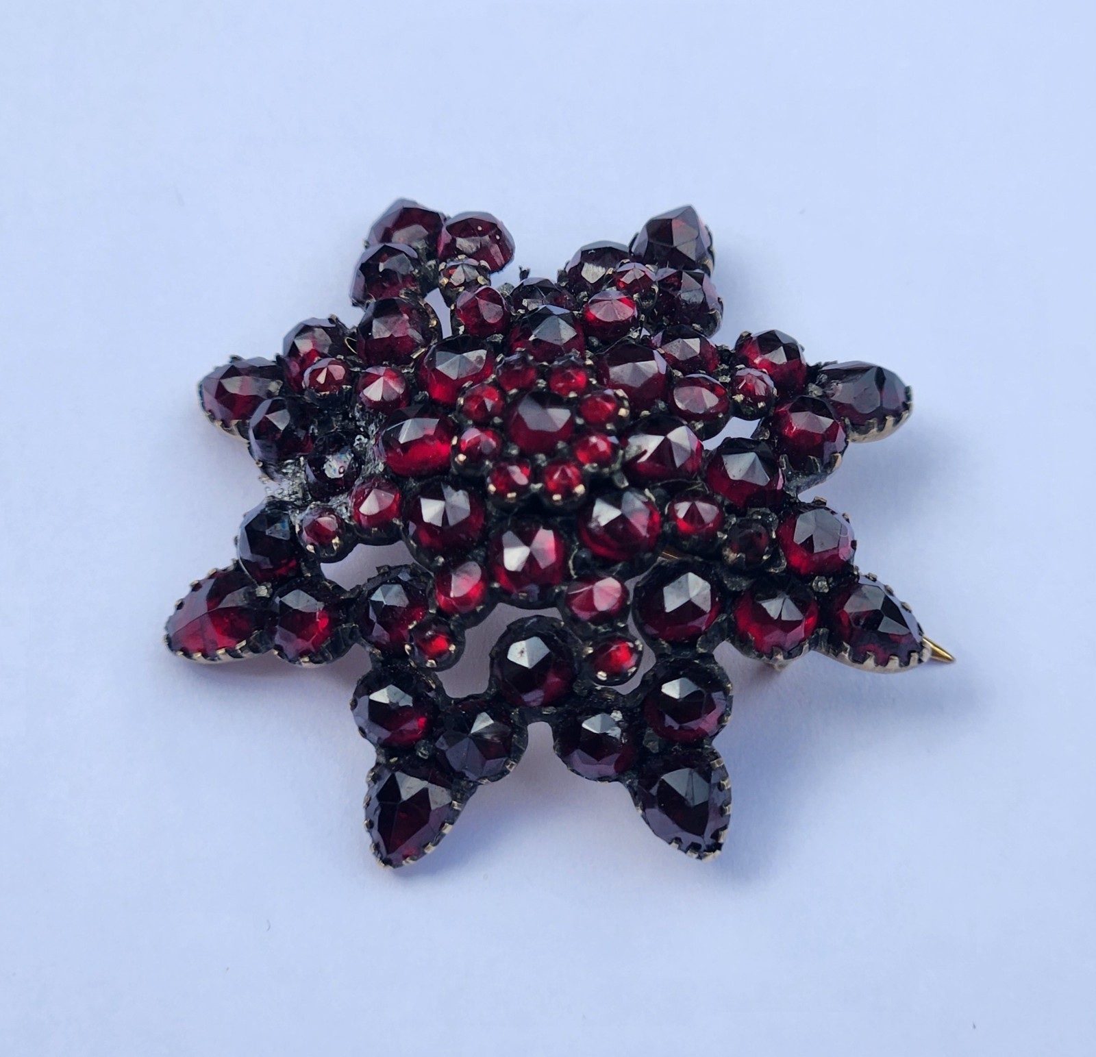 Garnet Brooch Pin Star Layered C Clasp Gold Filled (Loose Pin) Antique Germany