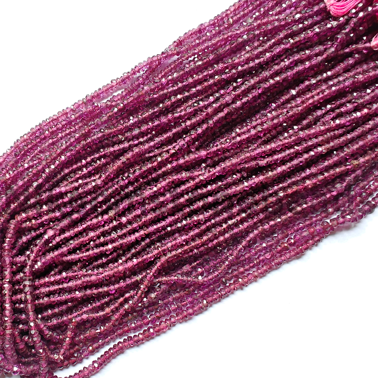 Natural Rhodolite Pink Garnet Beads, Faceted Rondelle Cut Stone, 2.50-2.75 MM.