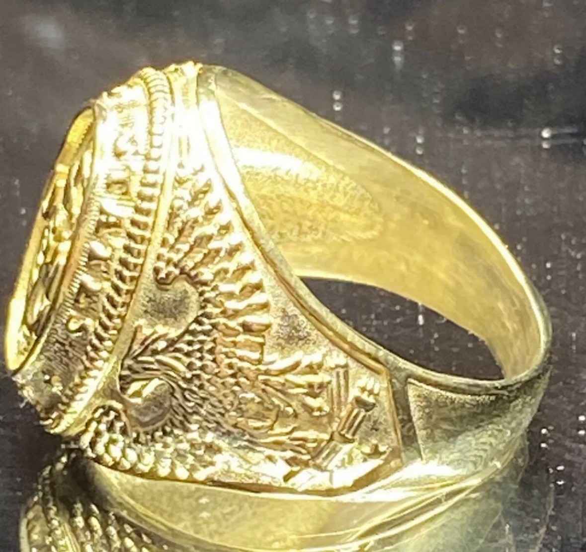 US NAVY RING – HANDMADE 925 STERLING SILVER MILITARY ANCHOR GOLD PLATED