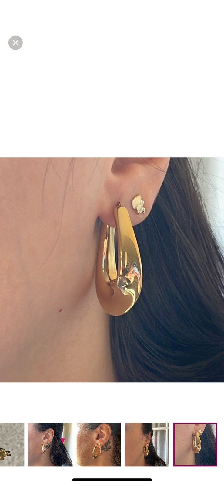 14K Yellow Gold Thick Large Shiny Twist Design Hoop Earrings