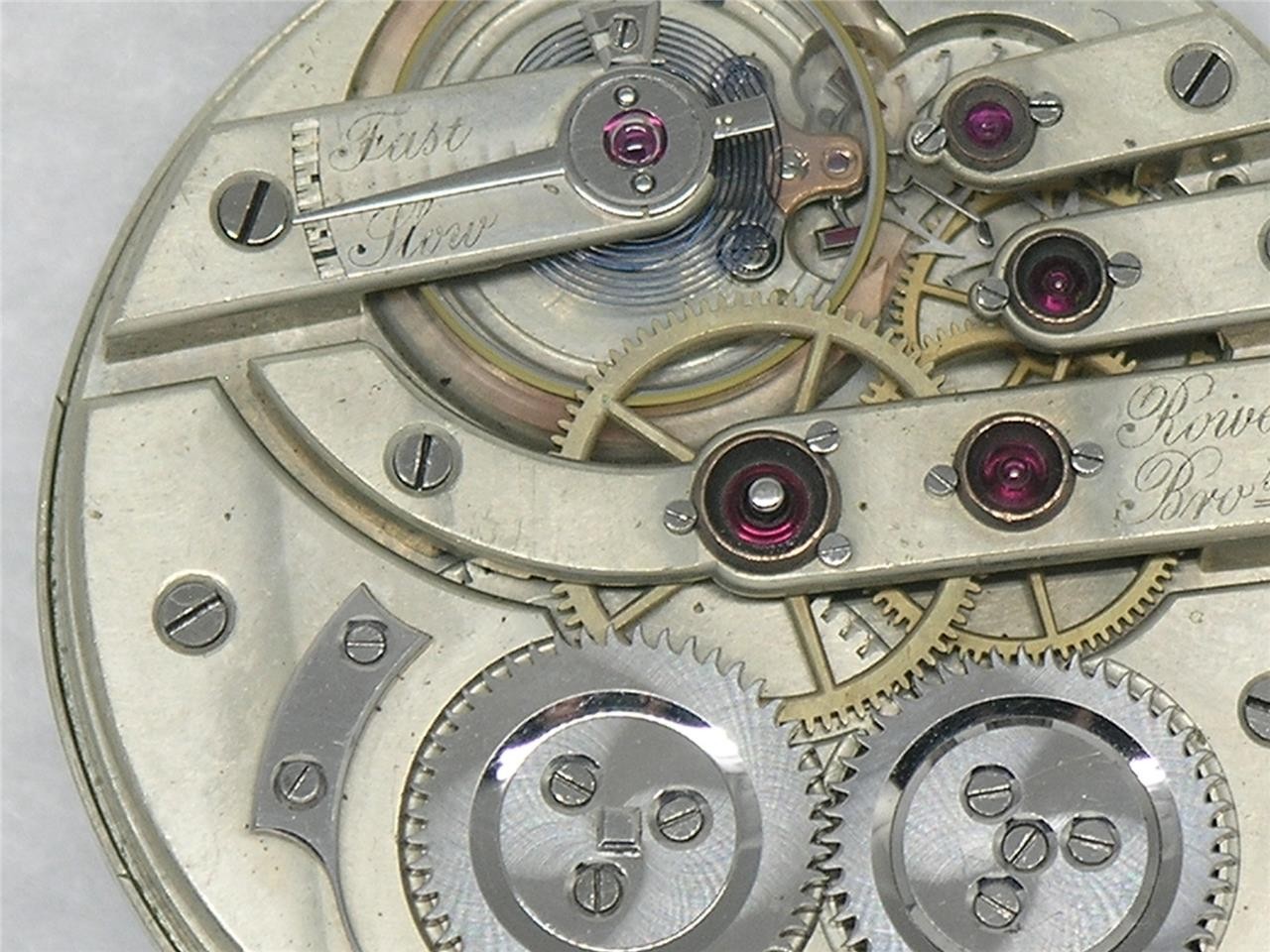 ANTIQUE 43MM ROWE BROS, CHICAGO 21 JEWEL SWISS LECOULTRE BRIDGE MOVEMENT & DIAL
