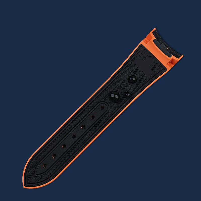 21mm Black Orange Strap Nylon Rubber Watch Band For Omega Seamaster Planet Ocean