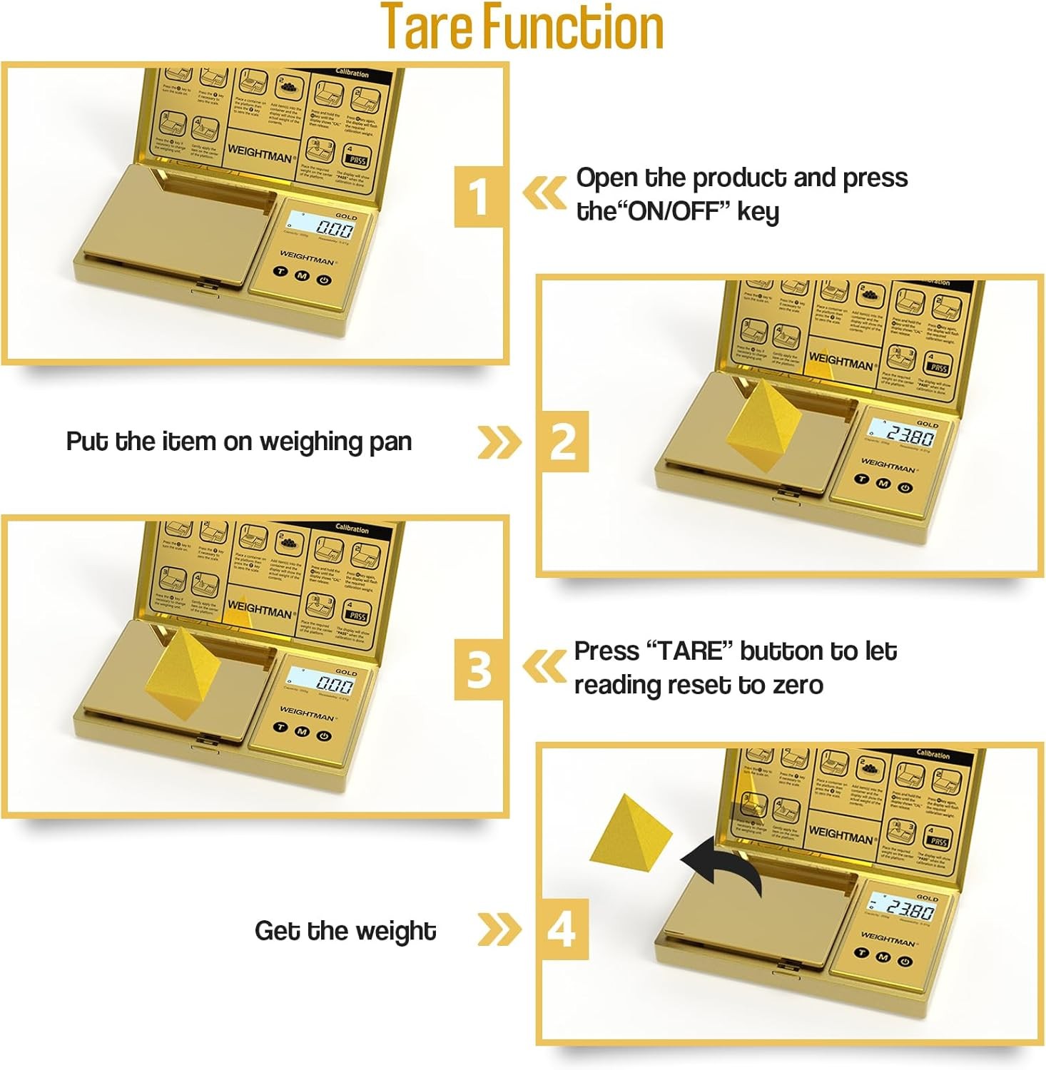 WEIGHTMAN Digital Scale Gram, 200g/0.01g Pocket Gold Titanium