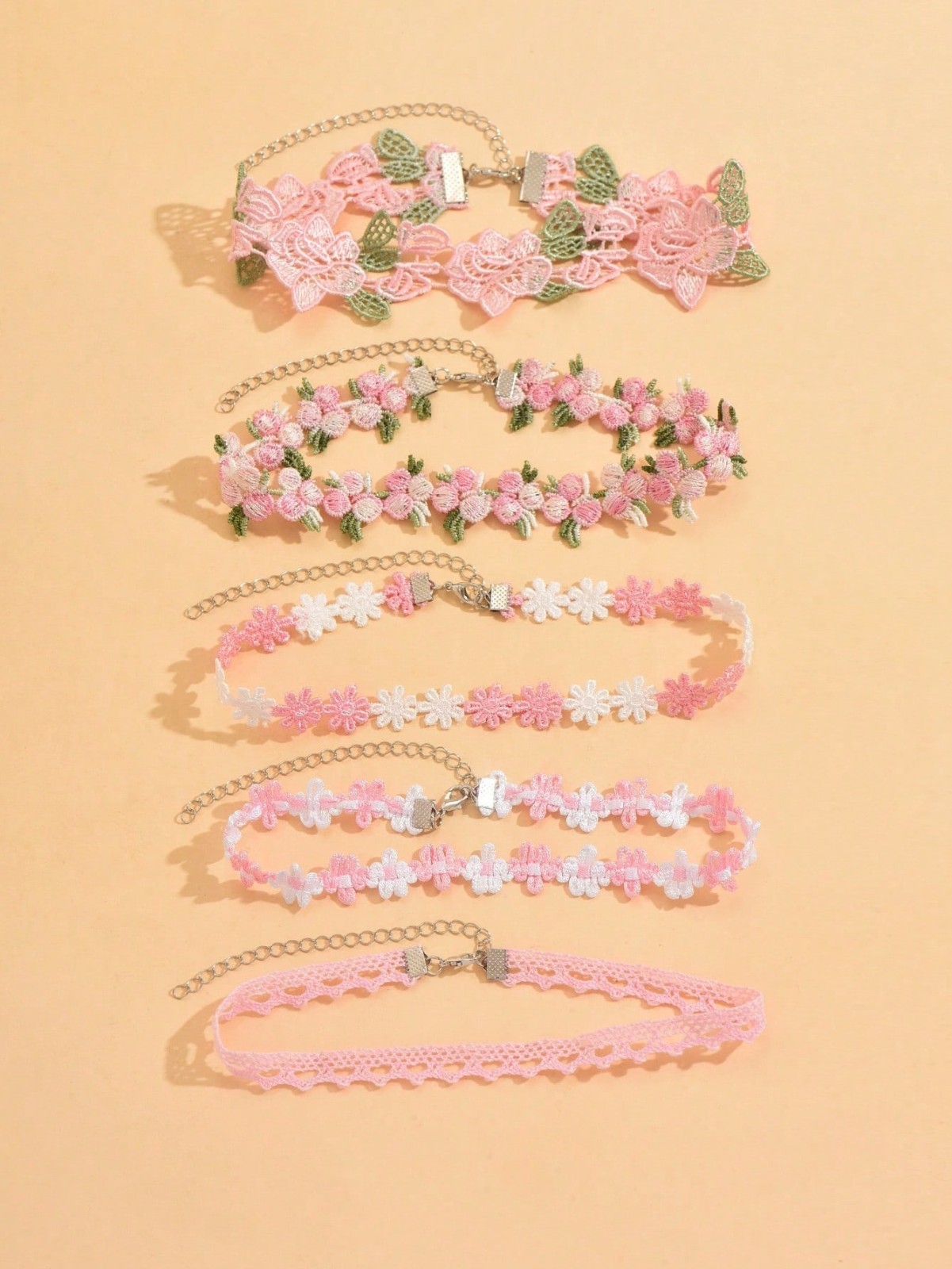 5PCS Choker for Women Multicolor Lace Velvet Choker Set Layered Classic Choker