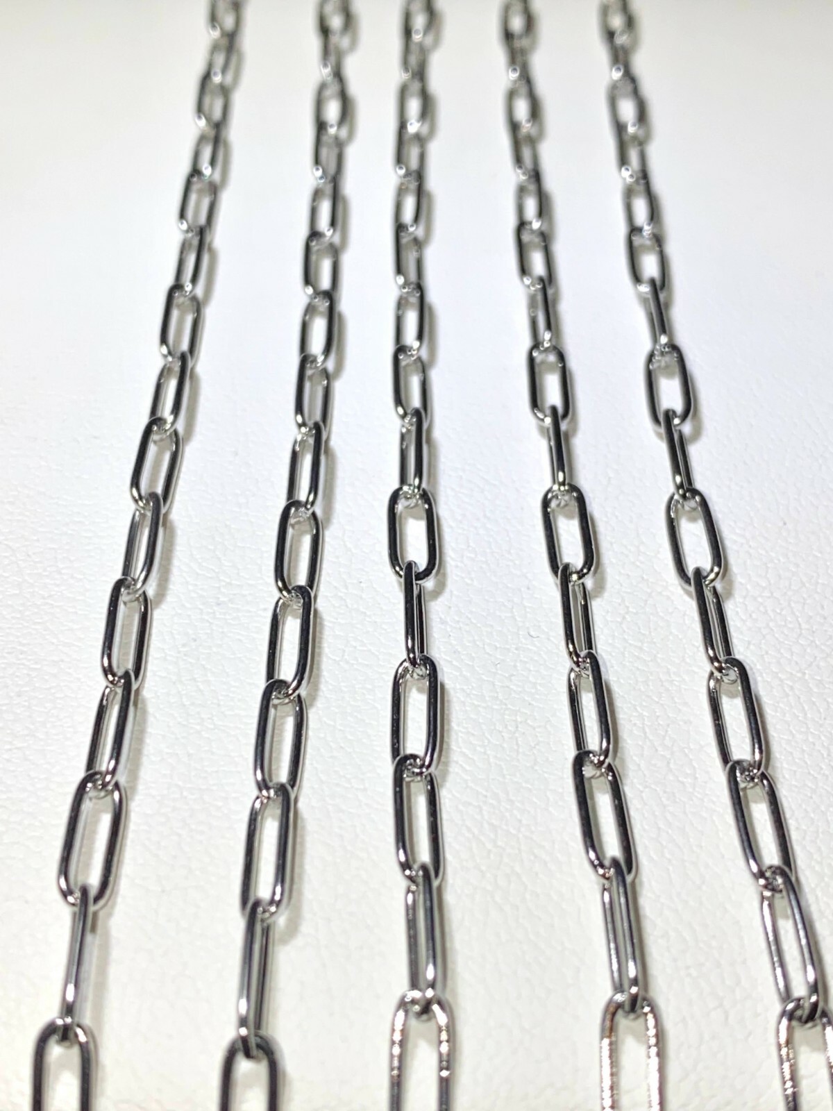 Solid Real ITALIAN 14K Rhodium Gold Finish Paper Clip Chain Necklace 3.5MM Chain