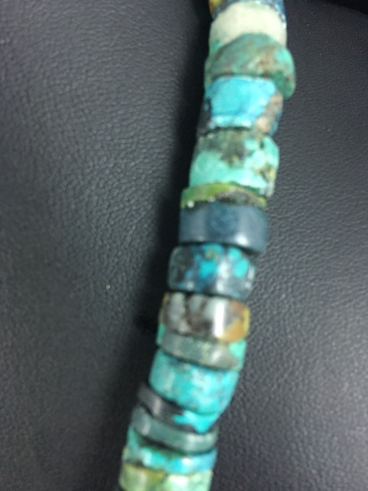 Blue Turquoise Bead 8mm Heishi Navajo Sterling Silver Necklace 20” 1135