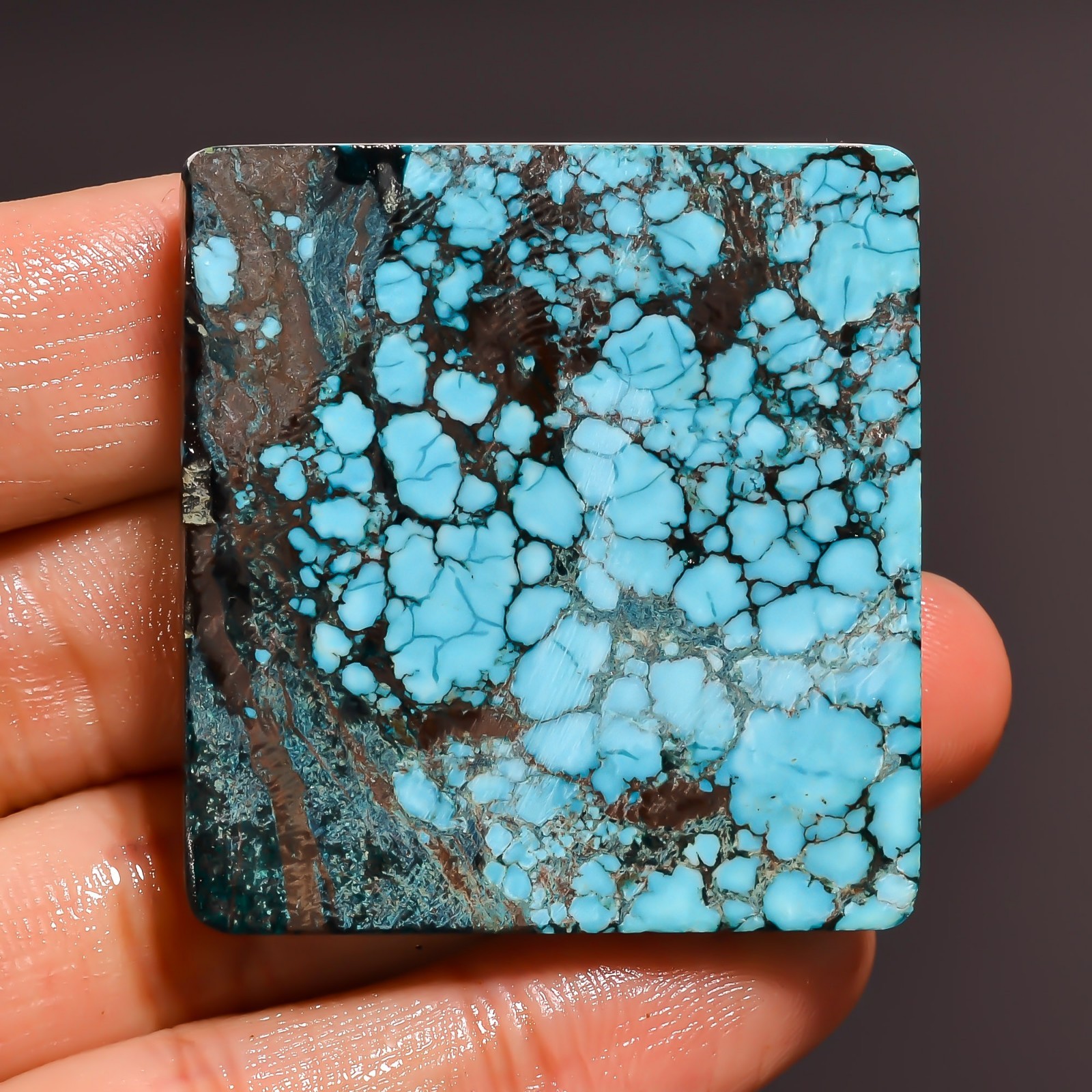 Tibet Turquoise 144.35Ct Cushion Shape Cabochon Natural 38x41x7mm Loose Gemstone