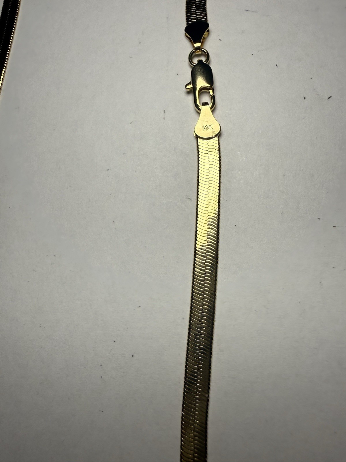14k Gold filled Herringbone Chain Necklace 18” Lobster Clasp Signed No Stone
