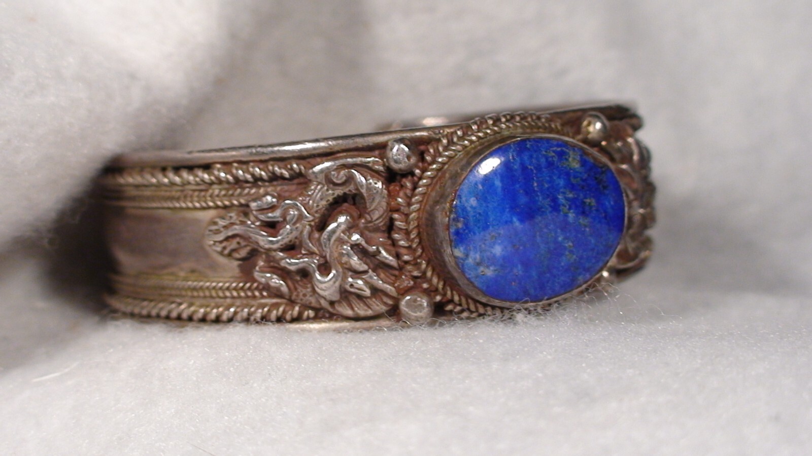 Vintage INDIA BANGLE BRACELET .925 SILVER WITH LAPIS STONE BUY IT NOW!