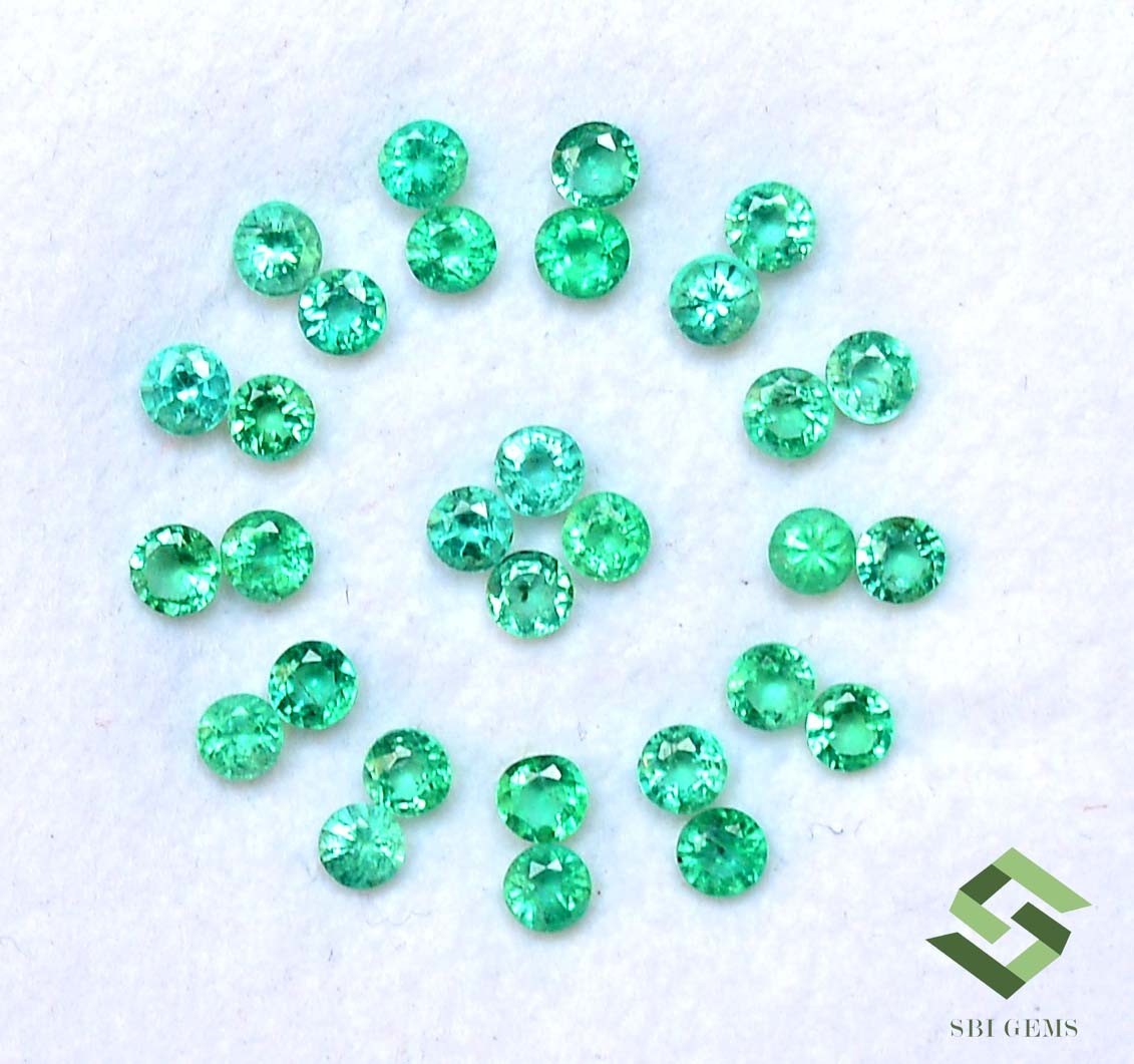 2.50 mm Natural Emerald Round Cut Lot 16 Pcs 1.01 CTS Zambian Loose Gemstones